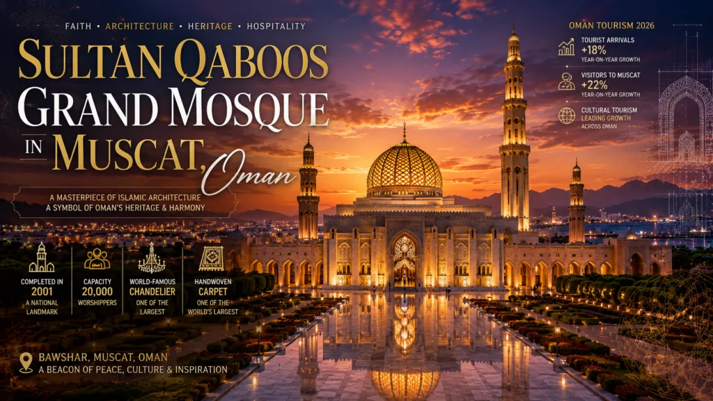 Sultan Qaboos Grand Mosque in Muscat Oman,